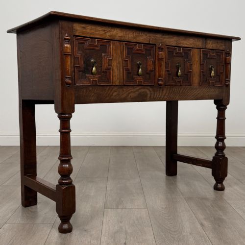 ANTIQUE 18TH CENTURY JACOBEAN GEOMETRIC DRESSER BASE IN OAK - ADDITIONAL PHOTO 7