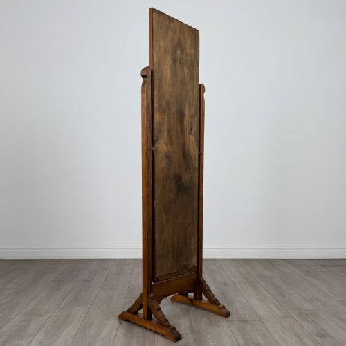 ANTIQUE 20TH CENTURY GOOD QUALITY CHEVAL MIRROR IN OAK - ADDITIONAL PHOTO 2