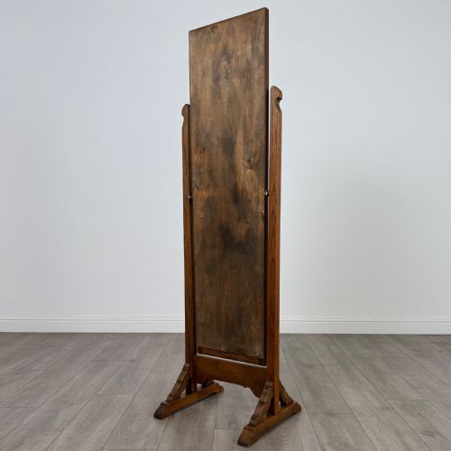 ANTIQUE 20TH CENTURY GOOD QUALITY CHEVAL MIRROR IN OAK - ADDITIONAL PHOTO 4