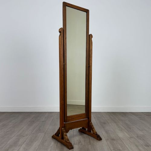ANTIQUE 20TH CENTURY GOOD QUALITY CHEVAL MIRROR IN OAK - ADDITIONAL PHOTO 7