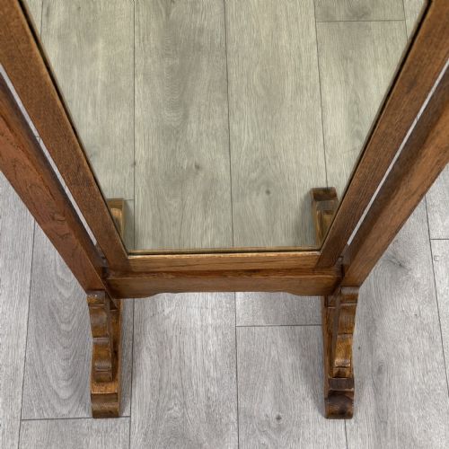 ANTIQUE 20TH CENTURY GOOD QUALITY CHEVAL MIRROR IN OAK - ADDITIONAL PHOTO 10