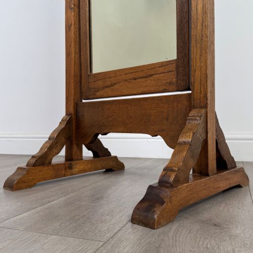 ANTIQUE 20TH CENTURY GOOD QUALITY CHEVAL MIRROR IN OAK - ADDITIONAL PHOTO 12