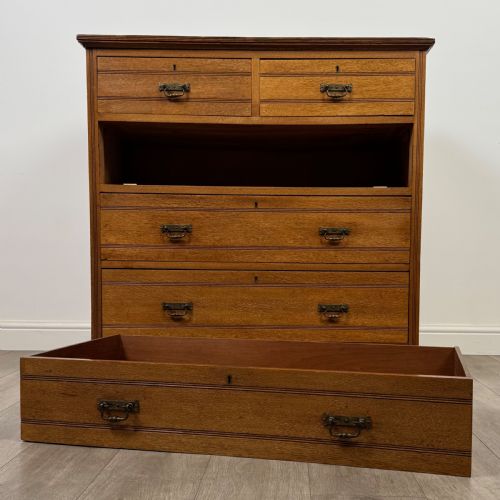 ANTIQUE 20TH CENTURY OAK CHEST OF DRAWERS BY MAPLE CO - ADDITIONAL PHOTO 9