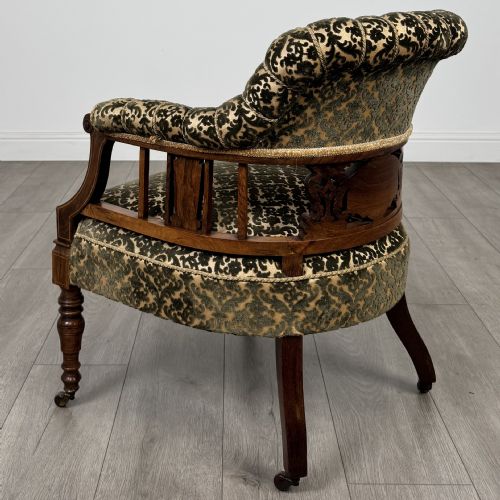 ANTIQUE 19TH CENTURY PAIR OF INLAID ROSEWOOD TUB CHAIRS - ADDITIONAL PHOTO 3