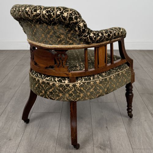 ANTIQUE 19TH CENTURY PAIR OF INLAID ROSEWOOD TUB CHAIRS - ADDITIONAL PHOTO 5