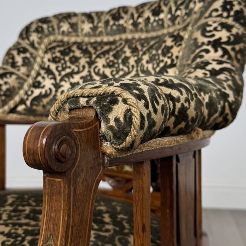 ANTIQUE 19TH CENTURY PAIR OF INLAID ROSEWOOD TUB CHAIRS - ADDITIONAL PHOTO 10