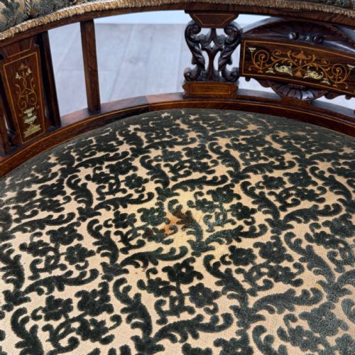 ANTIQUE 19TH CENTURY PAIR OF INLAID ROSEWOOD TUB CHAIRS - ADDITIONAL PHOTO 13