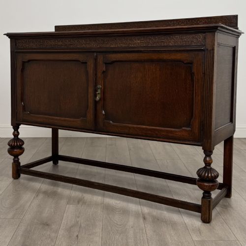 ANTIQUE 20TH CENTURY FINE QUALITY FITTED SIDEBOARD IN OAK - ADDITIONAL PHOTO 2