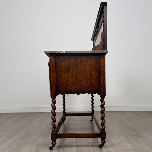 ANTIQUE 20TH CENTURY JACOBEAN STYLE MARBLE TOP WASHSTAND - ADDITIONAL PHOTO 3