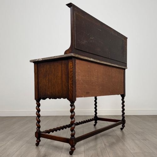 ANTIQUE 20TH CENTURY JACOBEAN STYLE MARBLE TOP WASHSTAND - ADDITIONAL PHOTO 4