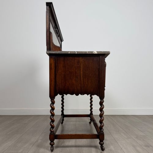ANTIQUE 20TH CENTURY JACOBEAN STYLE MARBLE TOP WASHSTAND - ADDITIONAL PHOTO 7