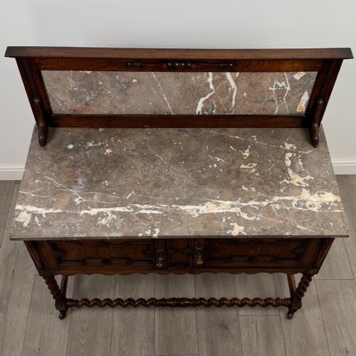 ANTIQUE 20TH CENTURY JACOBEAN STYLE MARBLE TOP WASHSTAND - ADDITIONAL PHOTO 9