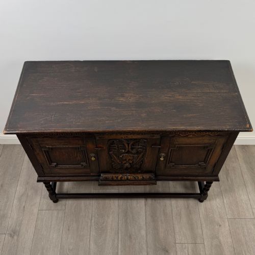 ANTIQUE 18TH CENTURY FINE QUALITY CARVED OAK CUPBOARD - ADDITIONAL PHOTO 9