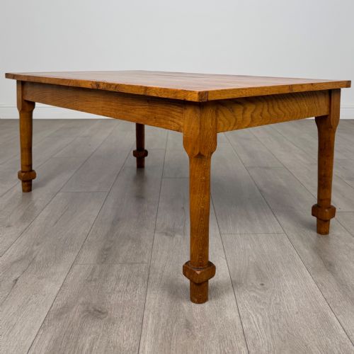 ANTIQUE 20TH CENTURY GOOD QUALITY GOLDEN OAK COFFEE TABLE - ADDITIONAL PHOTO 5