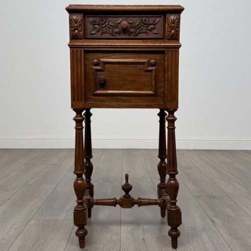 ANTIQUE 19TH CENTURY PAIR OF FRENCH BEDSIDE CABINETS IN OAK - ADDITIONAL PHOTO 1