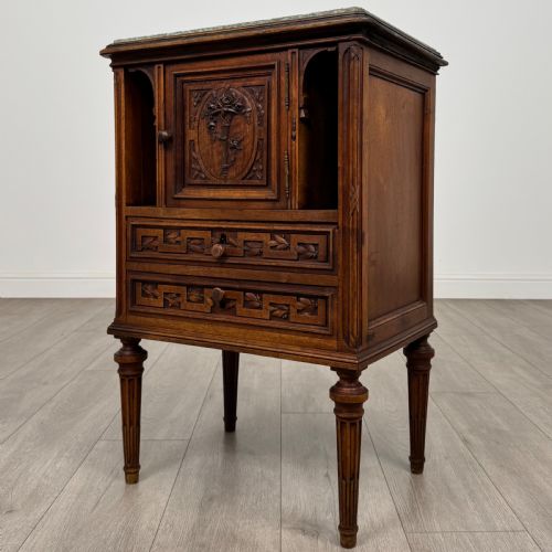 ANTIQUE 19TH CENTURY FRENCH MARBLE TOP CABINET IN WALNUT - ADDITIONAL PHOTO 2