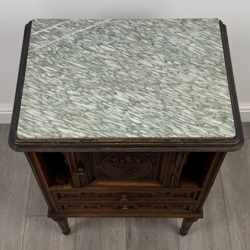 ANTIQUE 19TH CENTURY FRENCH MARBLE TOP CABINET IN WALNUT - ADDITIONAL PHOTO 9