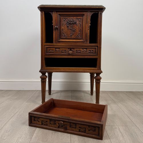 ANTIQUE 19TH CENTURY FRENCH MARBLE TOP CABINET IN WALNUT - ADDITIONAL PHOTO 10