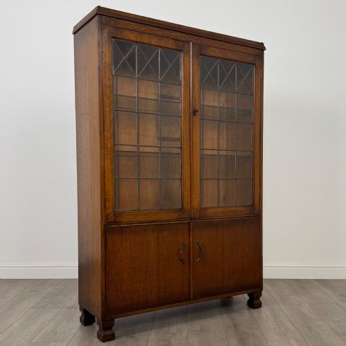 ANTIQUE 20TH CENTURY GOOD QUALITY DISPLAY CABINET IN OAK - ADDITIONAL PHOTO 9