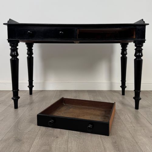 ANTIQUE 19TH CENTURY FINE QUALITY EBONISED WRITING TABLE - ADDITIONAL PHOTO 9