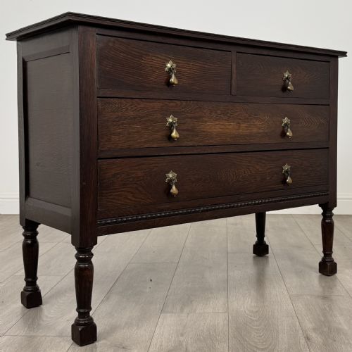 ANTIQUE 20TH CENTURY GOOD QUALITY CHEST OF DRAWERS IN OAK - ADDITIONAL PHOTO 7