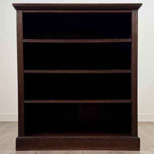 ANTIQUE 20TH CENTURY GOOD QUALITY OPEN BOOKCASE IN OAK - ADDITIONAL PHOTO 1