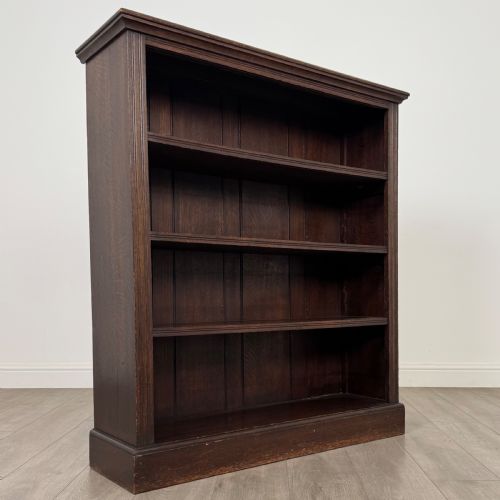 ANTIQUE 20TH CENTURY GOOD QUALITY OPEN BOOKCASE IN OAK - ADDITIONAL PHOTO 8