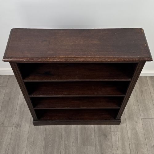 ANTIQUE 20TH CENTURY GOOD QUALITY OPEN BOOKCASE IN OAK - ADDITIONAL PHOTO 9