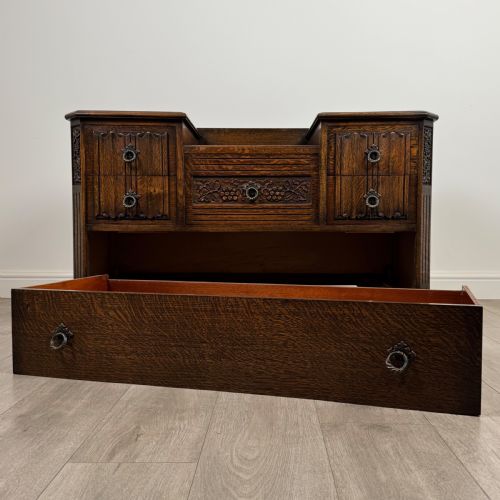 ANTIQUE 20TH CENTURY LOW CHEST OF DRAWERS IN OAK - ADDITIONAL PHOTO 9