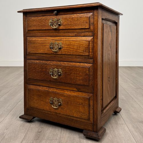 ANTIQUE 20TH CENTURY GOOD QUALITY SMALL OAK CHEST OF DRAWERS - ADDITIONAL PHOTO 1
