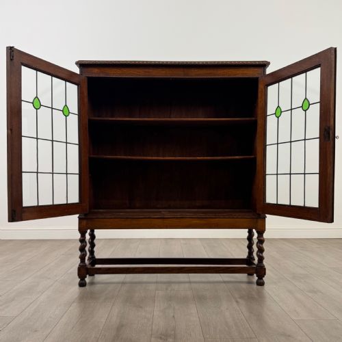 ANTIQUE 20TH CENTURY GOOD QUALITY DISPLAY CABINET IN OAK - ADDITIONAL PHOTO 1