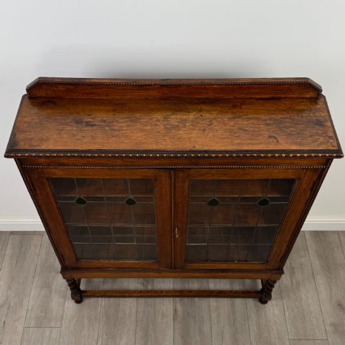 ANTIQUE 20TH CENTURY GOOD QUALITY DISPLAY CABINET IN OAK - ADDITIONAL PHOTO 9