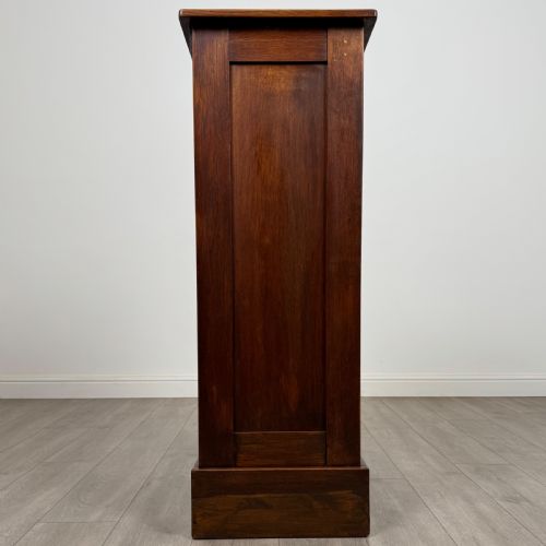 ANTIQUE 20TH CENTURY GOOD QUALITY TAMBOUR CABINET IN OAK - ADDITIONAL PHOTO 3