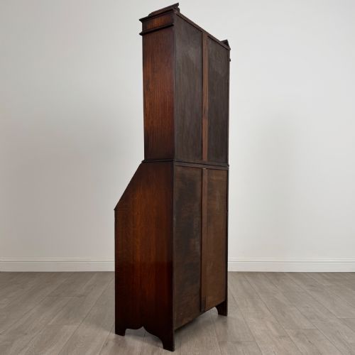 ANTIQUE 20TH CENTURY SMALL OAK BUREAU BOOKCASE - ADDITIONAL PHOTO 4