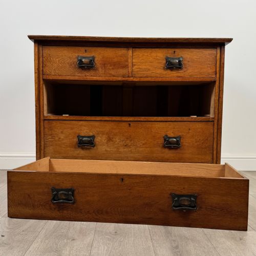 ANTIQUE 20TH CENTURY GOLDEN OAK CHEST OF DRAWERS - ADDITIONAL PHOTO 9