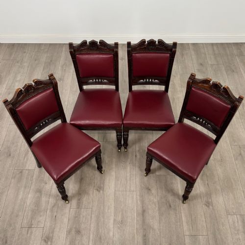 ANTIQUE 20TH CENTURY SET OF 4 MAHOGANY DINING CHAIRS - ADDITIONAL PHOTO 7