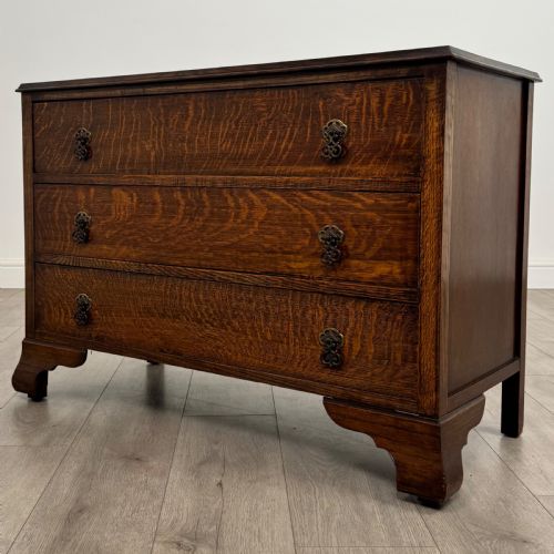 ANTIQUE 20TH CENTURY LOW CHEST OF DRAWERS IN OAK - ADDITIONAL PHOTO 1