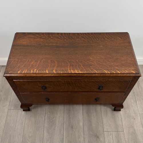 ANTIQUE 20TH CENTURY LOW CHEST OF DRAWERS IN OAK - ADDITIONAL PHOTO 8