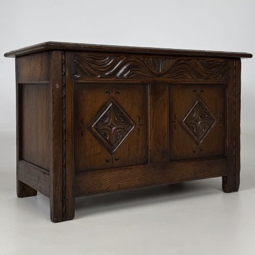 ANTIQUE 20TH CENTURY GOOD QUALITY OAK BLANKET BOX - ADDITIONAL PHOTO 7