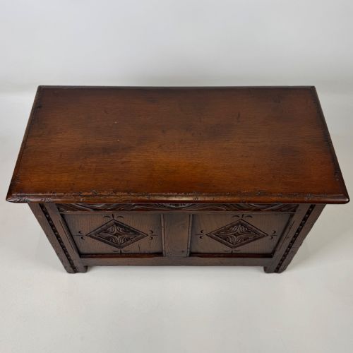 ANTIQUE 20TH CENTURY GOOD QUALITY OAK BLANKET BOX - ADDITIONAL PHOTO 8