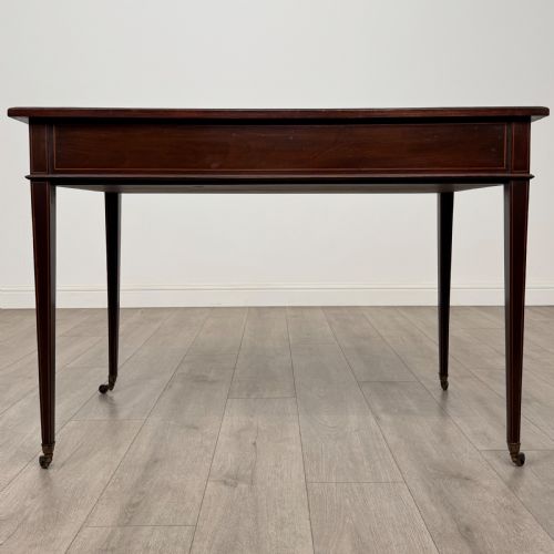 ANTIQUE 19TH CENTURY FINE QUALITY INLAID WRITING TABLE IN MAHOGANY - ADDITIONAL PHOTO 4
