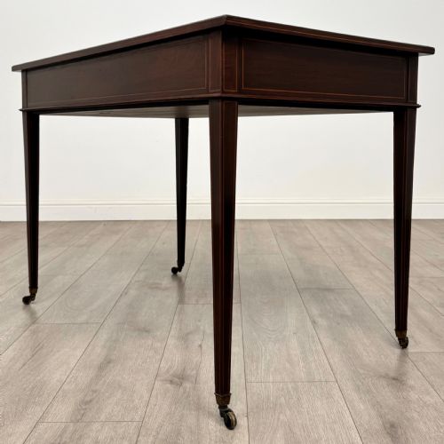 ANTIQUE 19TH CENTURY FINE QUALITY INLAID WRITING TABLE IN MAHOGANY - ADDITIONAL PHOTO 5