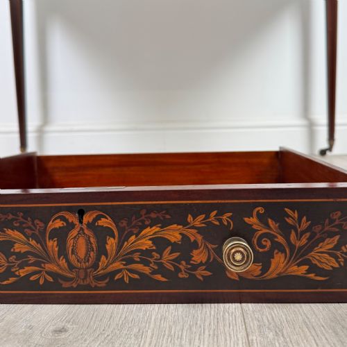 ANTIQUE 19TH CENTURY FINE QUALITY INLAID WRITING TABLE IN MAHOGANY - ADDITIONAL PHOTO 10