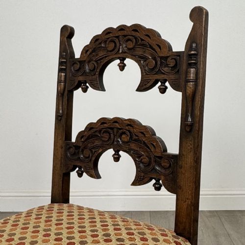 ANTIQUE 20TH CENTURY SET OF 6 JACOBEAN STYLE OAK DINING CHAIRS - ADDITIONAL PHOTO 3