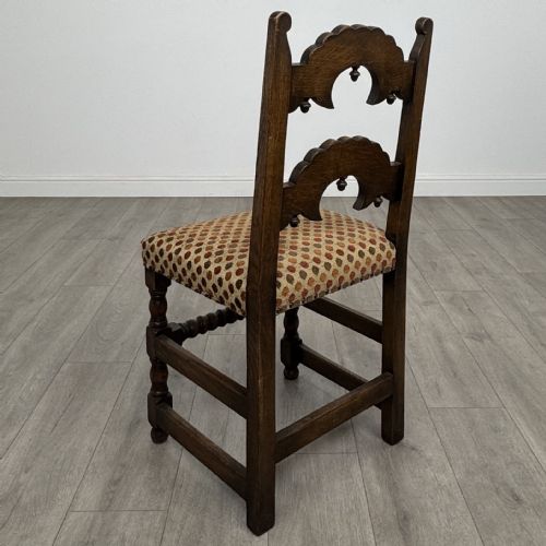 ANTIQUE 20TH CENTURY SET OF 6 JACOBEAN STYLE OAK DINING CHAIRS - ADDITIONAL PHOTO 4