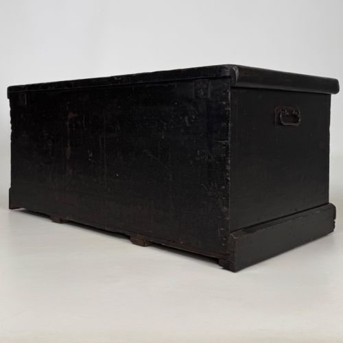 ANTIQUE 19TH CENTURY GOOD QUALITY EBONSIED BLANKET BOX - ADDITIONAL PHOTO 5
