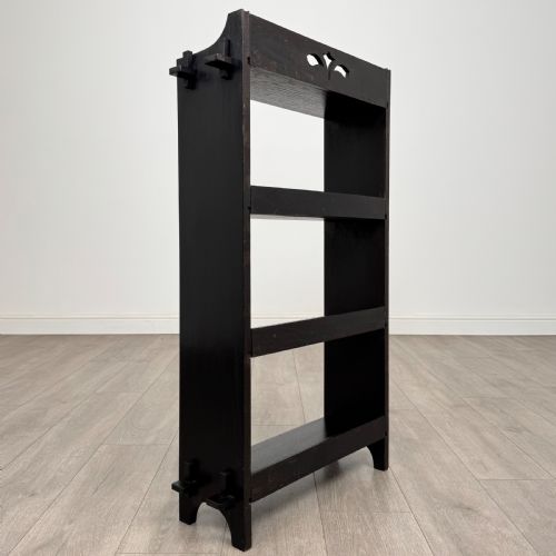 ANTIQUE 20TH CENTURY SMALL ART NOUVEAU STYLE BOOKCASE IN OAK - ADDITIONAL PHOTO 4