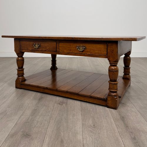 ANTIQUE 20TH CENTURY GOOD QUALITY COFFEE TABLE IN OAK - ADDITIONAL PHOTO 1