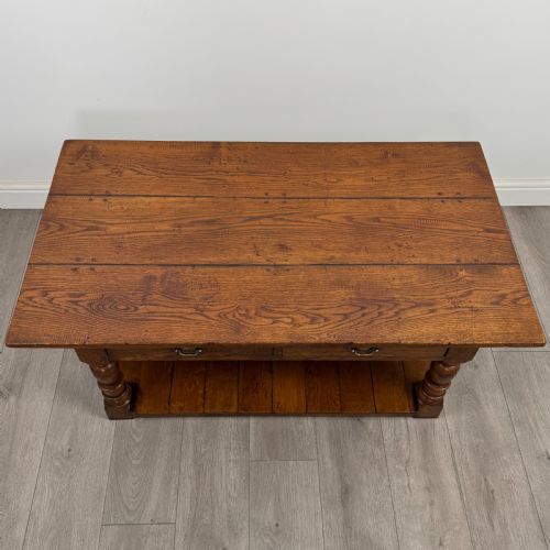 ANTIQUE 20TH CENTURY GOOD QUALITY COFFEE TABLE IN OAK - ADDITIONAL PHOTO 9