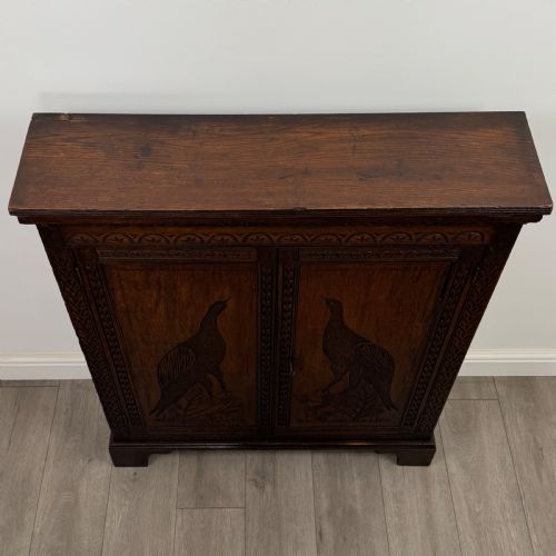ANTIQUE 18TH CENTURY HEAVILY CARVED FITTED CABINET IN OAK - ADDITIONAL PHOTO 9